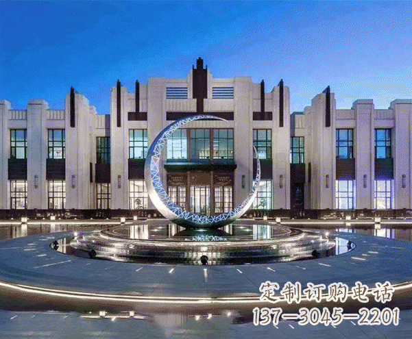 开封城市不锈钢月亮摆件雕塑