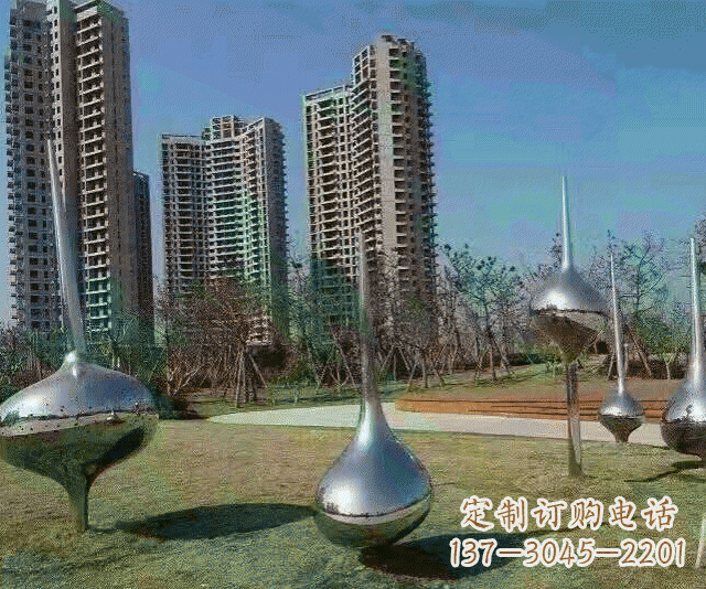 开封小区不锈钢抽象陀螺雕塑