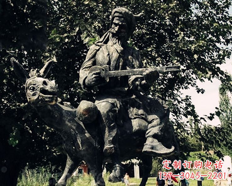 开封阿凡提和小毛驴公园景观铜雕
