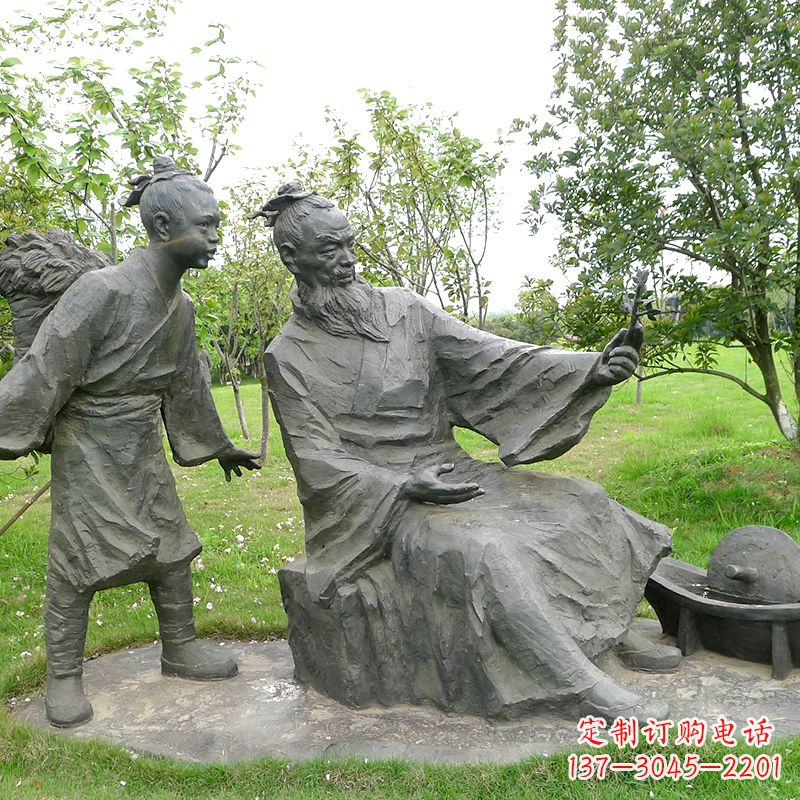 开封八大山人情景雕塑-中国明末清初知名画家朱耷公园情景小品