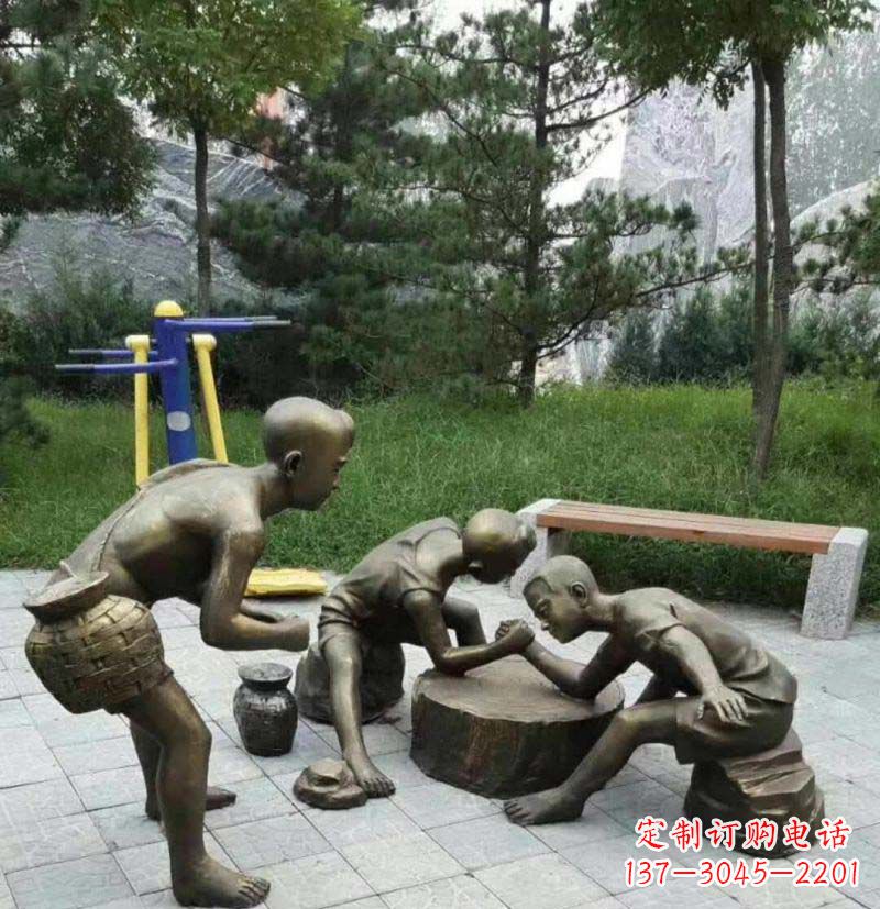 开封掰手腕儿童铜雕