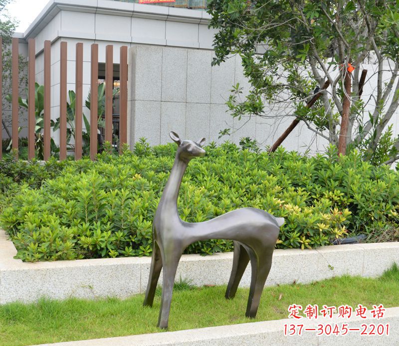 开封别墅抽象小鹿铜雕