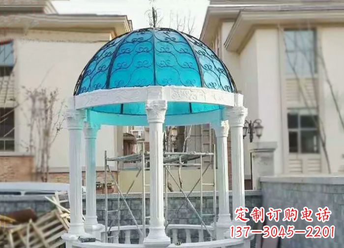 开封新款汉白玉欧式石雕凉亭给你宁静舒适的休闲空间