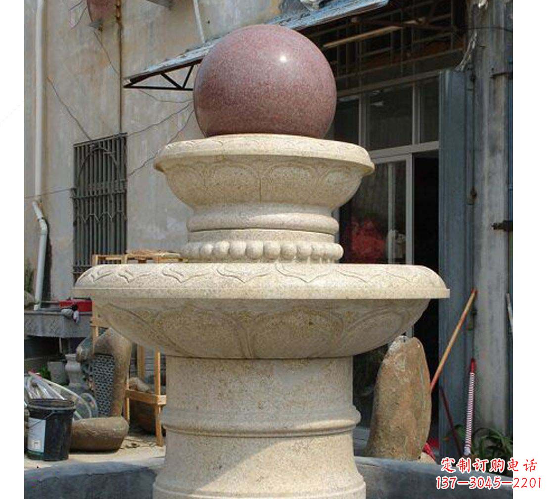 开封别墅景观大理石风水球喷泉雕塑