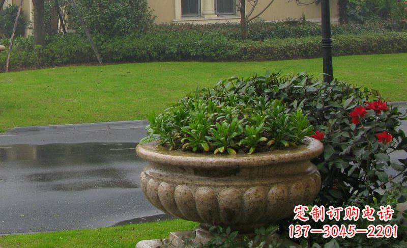 开封别墅景观大理石花盆石雕 (4)