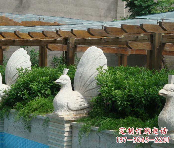 开封别墅景观孔雀喷泉石雕
