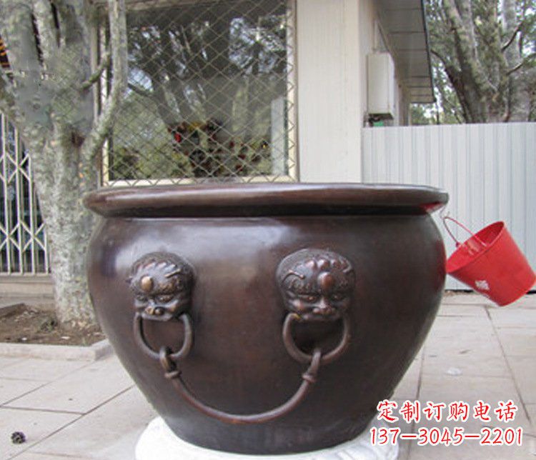 开封招财进宝水缸铜雕塑摆件