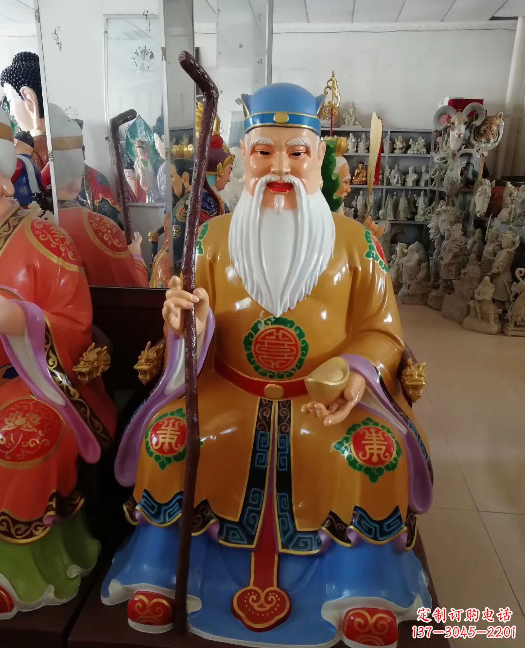 开封玻璃钢彩绘土地公神像精美的艺术品