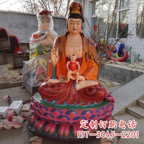 开封玻璃钢彩绘送子观音雕塑