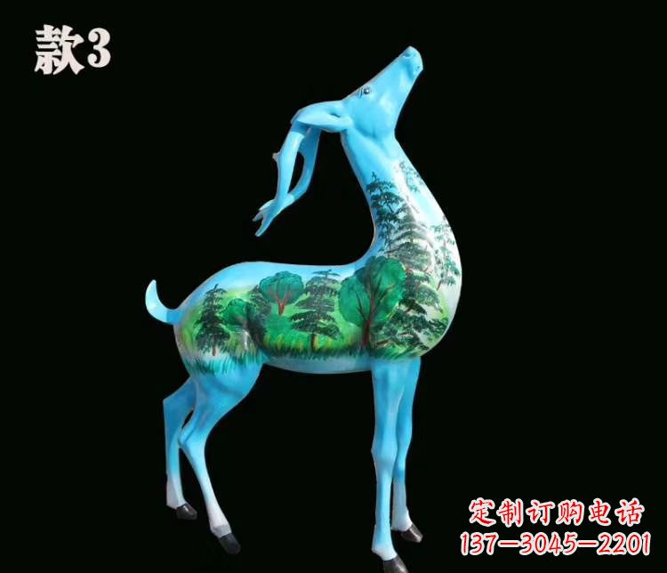 开封玻璃钢彩绘艺术小鹿雕塑精美的艺术品