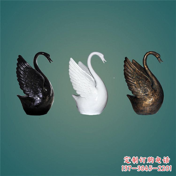 开封玻璃钢制天鹅雕塑,点缀水景水池