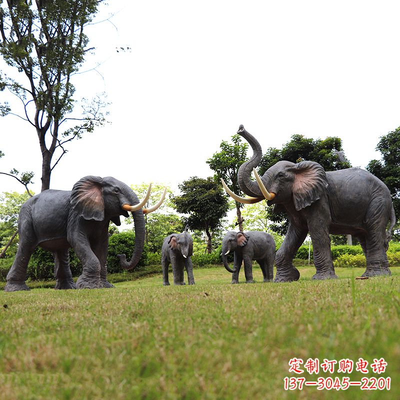 开封玻璃钢大象仿真大象雕塑-公园景区园林装饰动物摆件