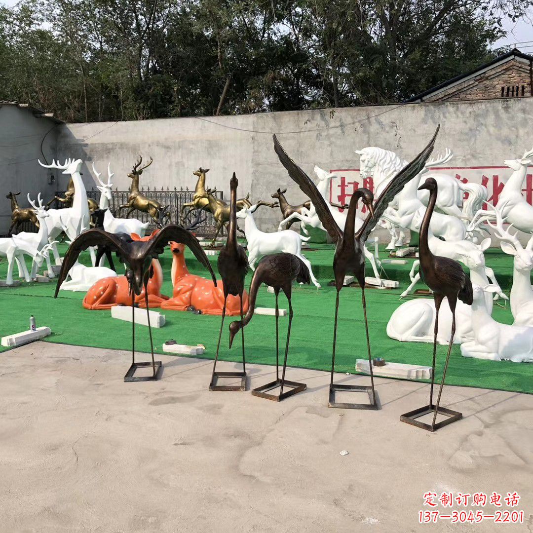 开封仙鹤玻璃钢雕塑精致美丽的艺术品