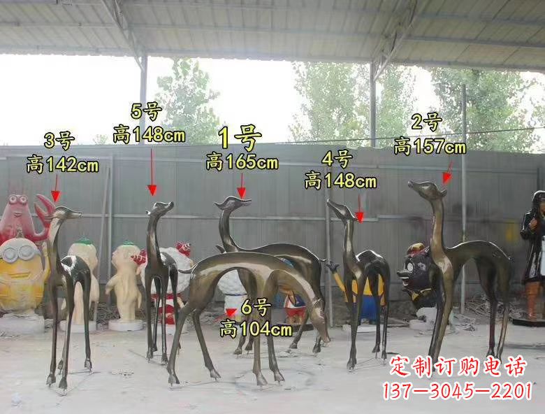 开封玻璃钢仿铜公园小鹿雕塑
