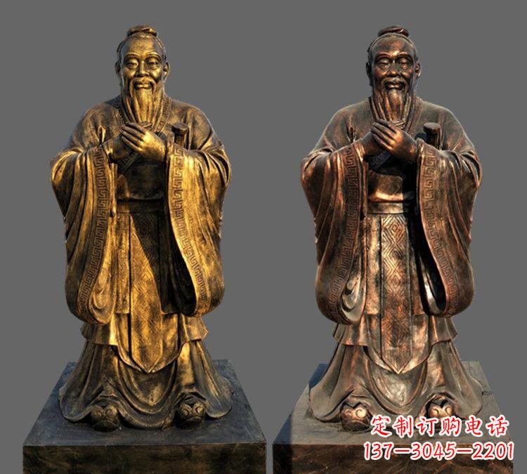 开封玻璃钢仿铜孔子校园名人