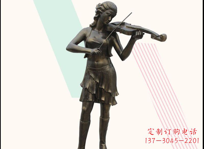 开封玻璃钢仿铜拉小提琴的女孩