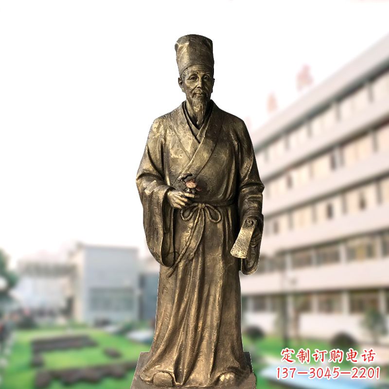 开封玻璃钢仿铜李时珍塑像-医院医学院药圣雕塑