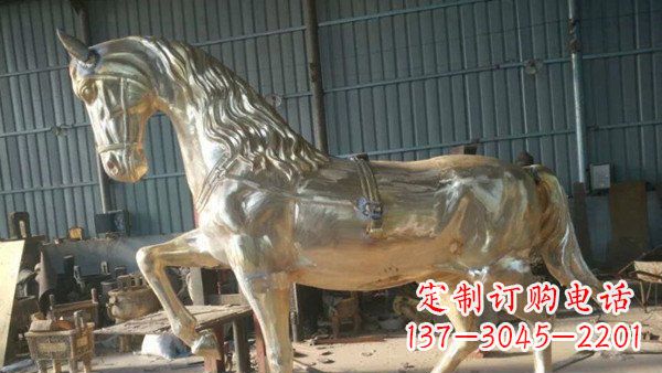开封玻璃钢仿铜马公园动物雕塑