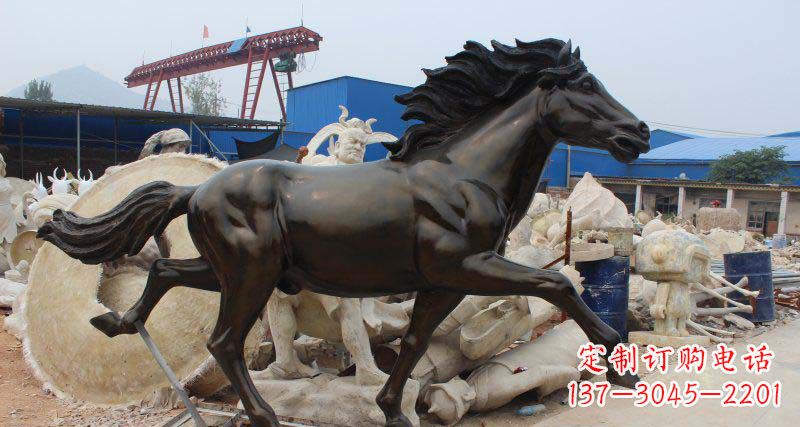 开封玻璃钢仿铜马广场动物雕塑
