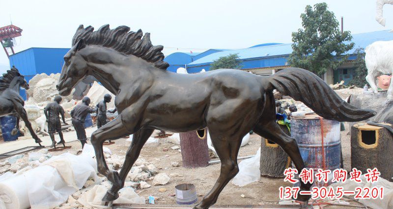 开封玻璃钢仿铜马广场动物雕塑 (2)