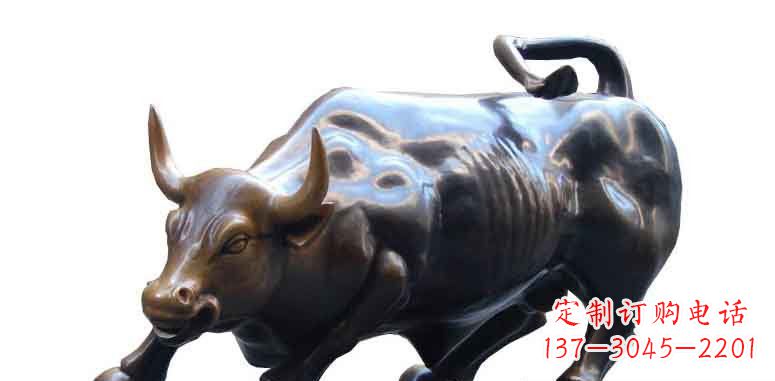 开封玻璃钢仿铜牛公园动物雕塑_2