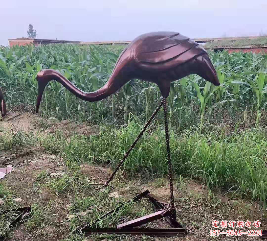 开封玻璃钢仿铜仙鹤雕塑精美景观装饰