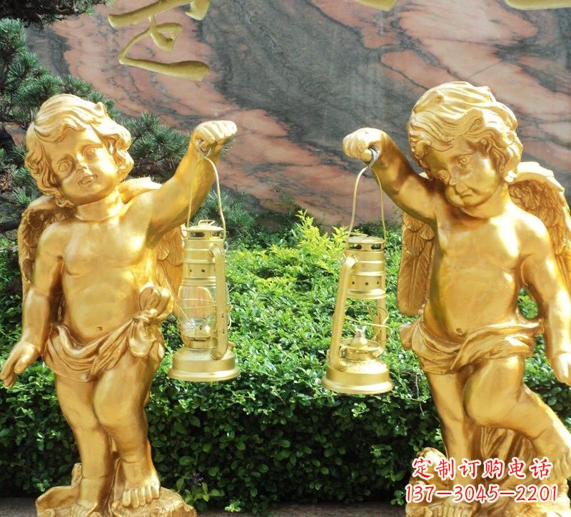 开封玻璃钢仿铜小天使路灯陪伴你安全回家