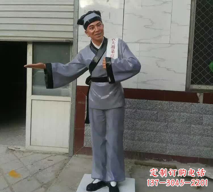 开封精致玻璃钢店小二雕塑
