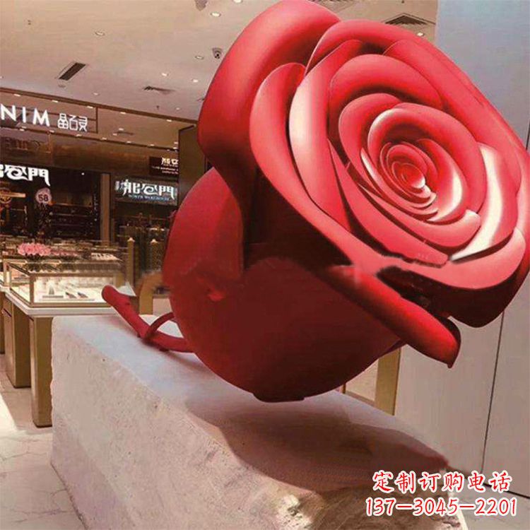 开封玻璃钢玫瑰花雕塑