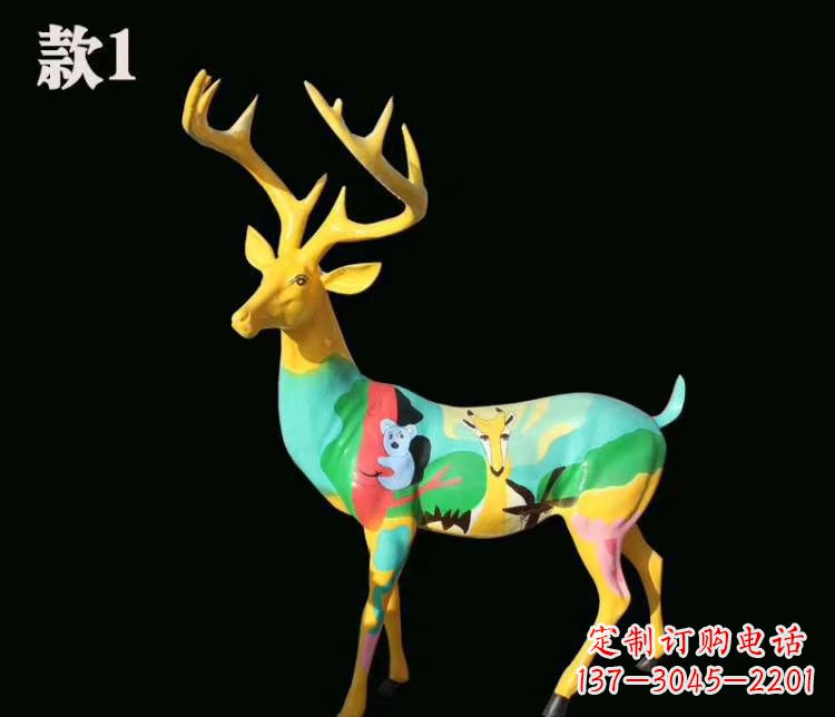 开封玻璃钢仿真梅花鹿雕塑