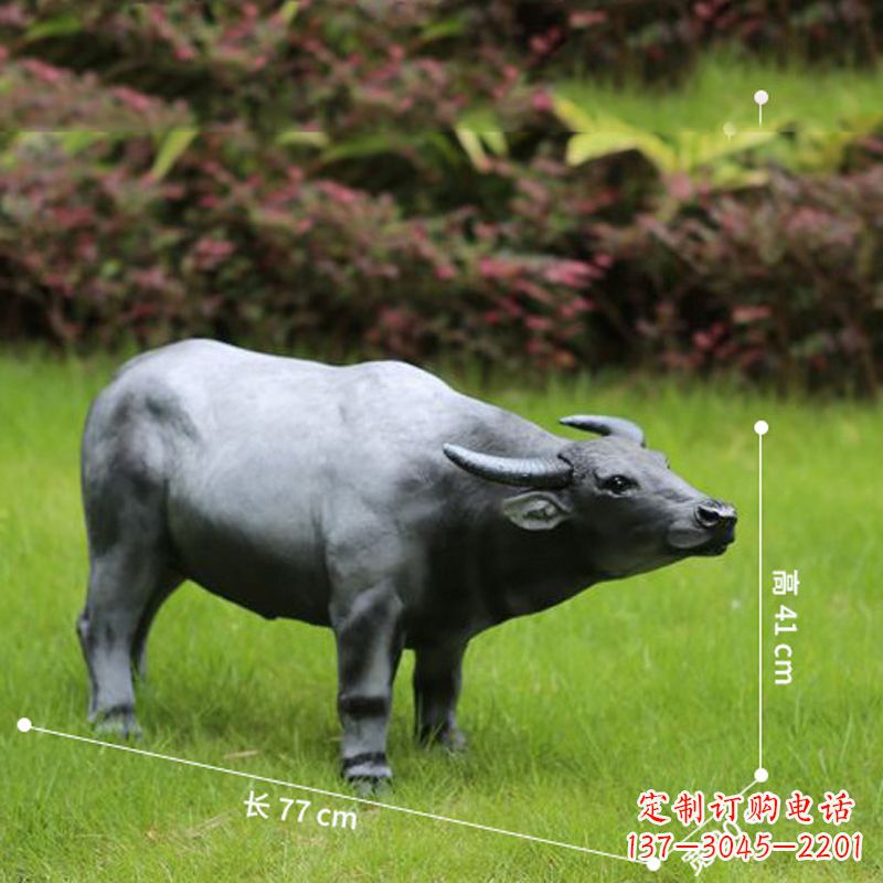 开封玻璃钢仿真水牛-公园草坪动物雕塑摆件