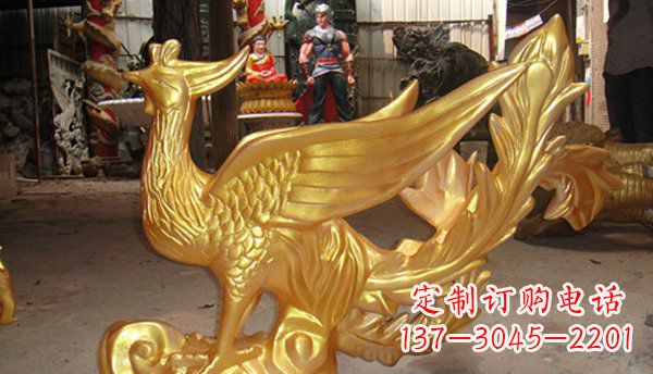 开封玻璃钢凤凰仿铜动物雕塑传承传统文化