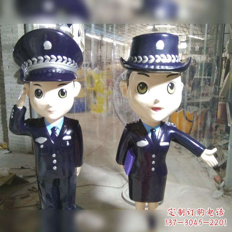 开封玻璃钢警察雕塑表达警队宗旨