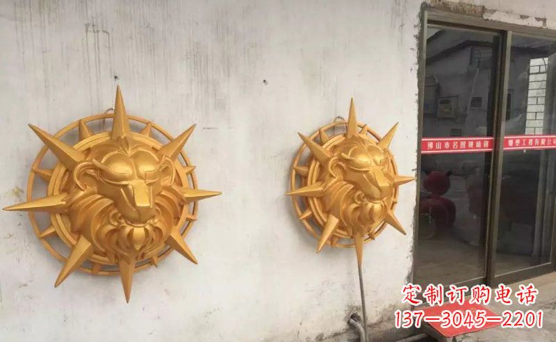 开封玻璃钢狮子头雕塑——精美景观装置