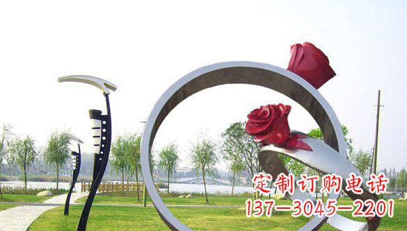 开封不锈钢爱情戒指浪漫雕塑艺术