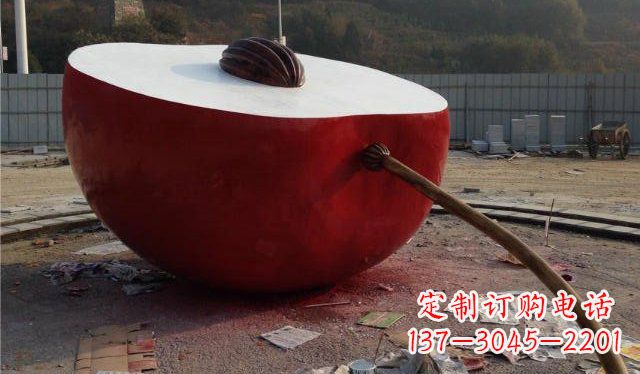 开封不锈钢半个苹果雕塑