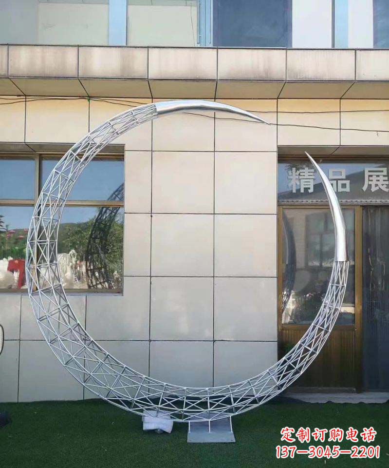 开封不锈钢别墅月亮镂空雕塑