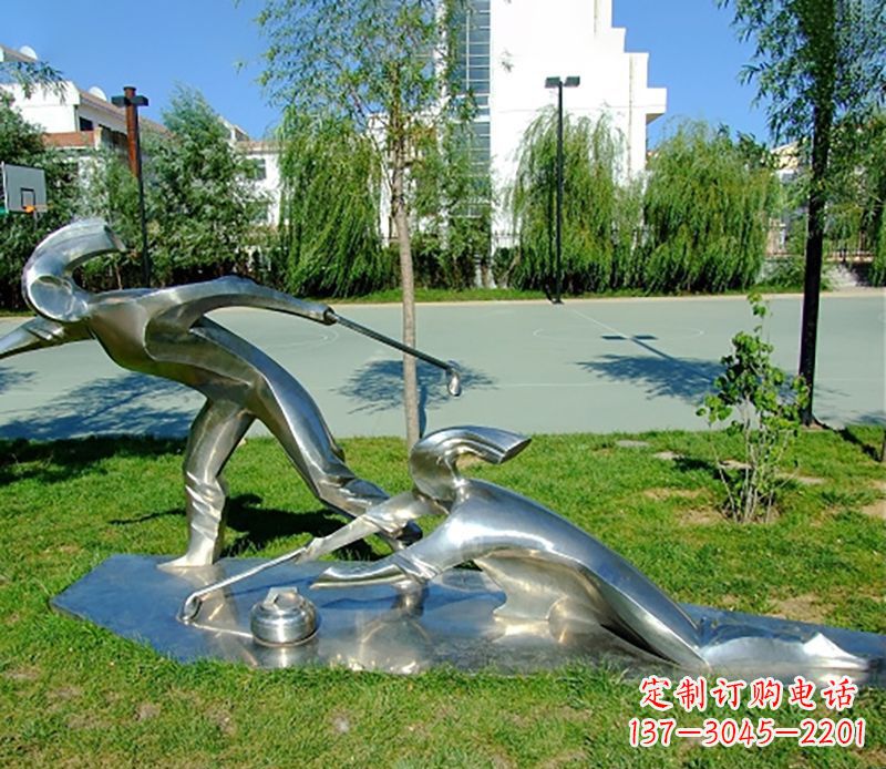 开封不锈钢冰壶雕塑 (2)