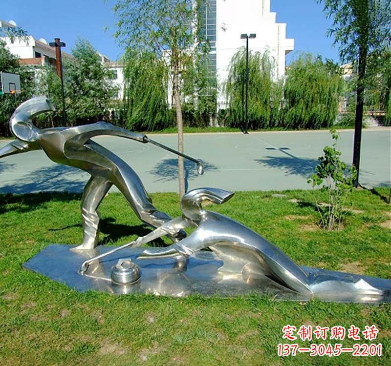 开封不锈钢冰壶雕塑