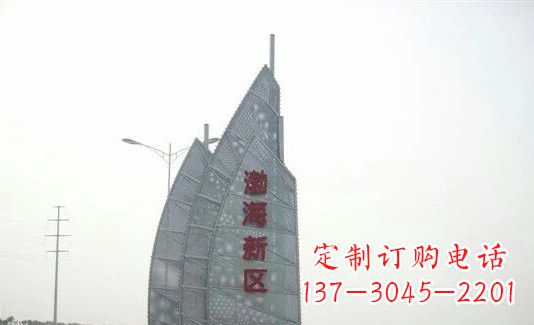 开封渤海新区精美不锈钢船帆雕塑