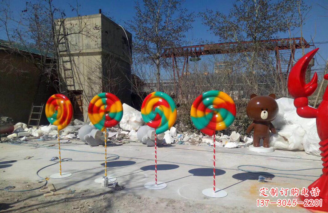 开封不锈钢彩绘棒棒糖景观雕塑
