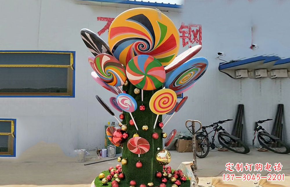 开封不锈钢彩色棒棒糖景观雕塑