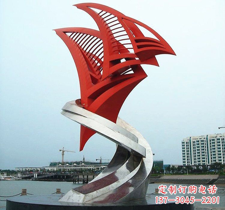 开封不锈钢彩色帆船雕塑