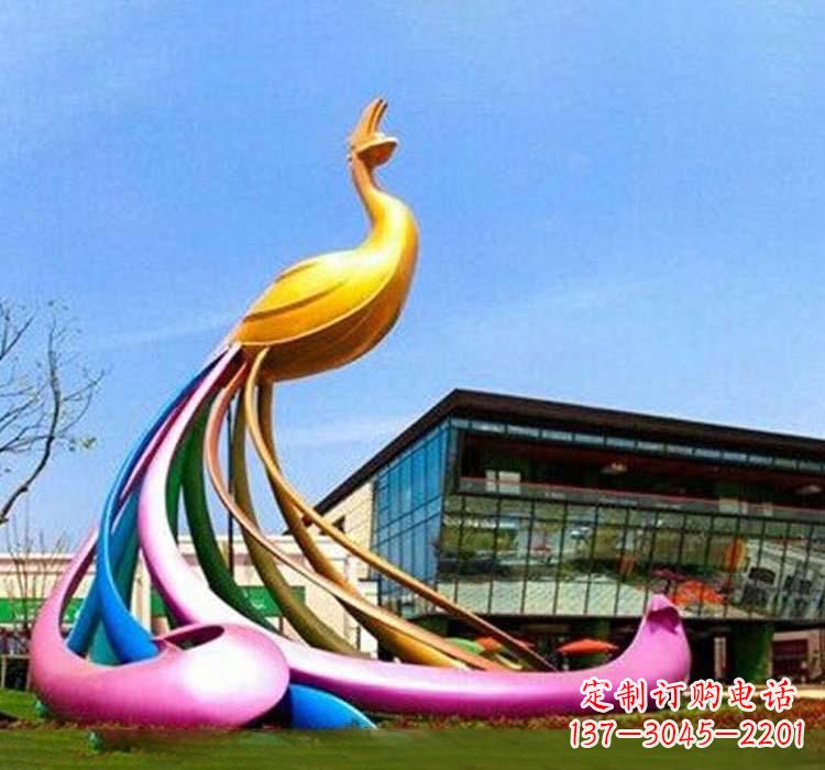 开封不锈钢彩色孔雀雕塑
