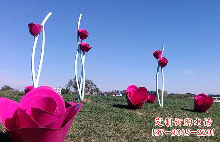 开封不锈钢彩色玫瑰花雕塑