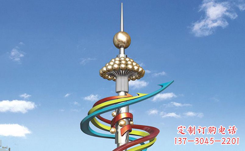 开封不锈钢彩色飘带广场景观雕塑