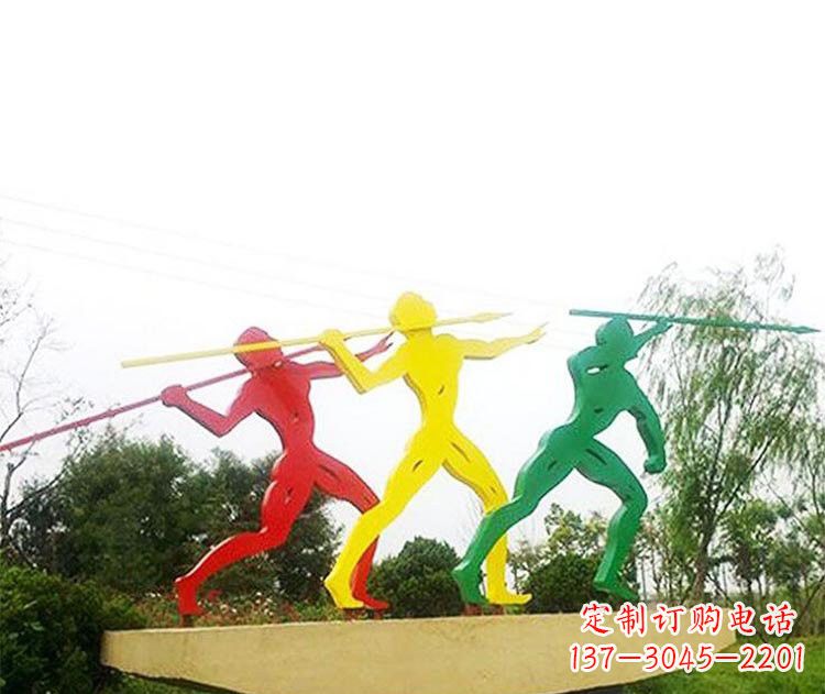 开封不锈钢彩色扔标枪人物雕塑
