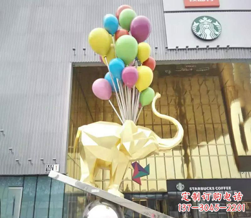 开封不锈钢踩球的小象雕塑