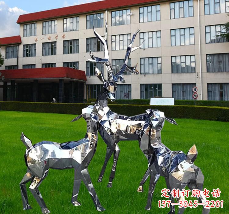 开封不锈钢草坪麋鹿雕塑
