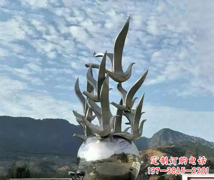 开封不锈钢城市抽象和平鸽地球雕塑